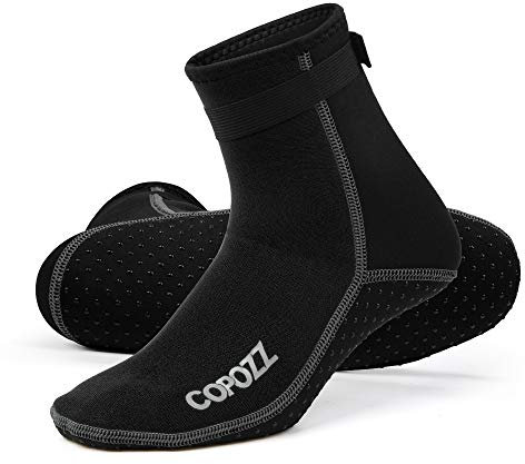COPOZZ 3mm Tauchsocken Neoprensocken für Erwachsene Damen Herren, Dicke Tauchsocken Wassersport Schwimmen Socken für Schwimmen, Schnorcheln, Segeln, Surfen Wassersport, schwarz, XL