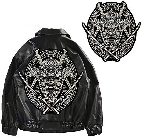 EMDOMO Samurai Patches Krieger Schwert Patches für Biker Weste Bügelbilder Stickerei Applikation Abzeichen DIY 1 Stück