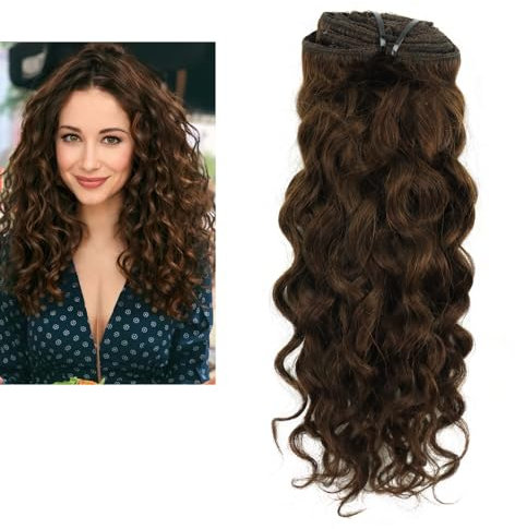 Mila 18inch/45cm Clip in Extensions Echthaar Haarverlängerung Mittel Braun 4# 100% Remy Echthaar Natural Wave 120gram