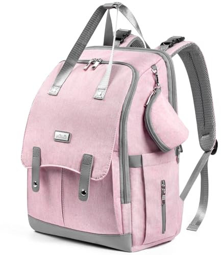 Viedouce Baby Wickeltasche Rucksack,Wickelrucksack Multifunktional Große Kapazität Babytasche Reiserucksack mit Wickelauflage & Schnullerhalter (Rosa)