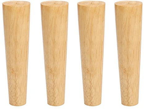 Qrity 4 Pièces Meubles en Bois Pieds, 25CM Pied de Canapé en Bois Massif avec Plaque de Montage et Vis, Pour Table, Canapé et Autres Meubles