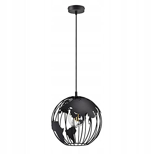 FKL Hängeleuchte Hängelampe Pendelleuchte schöne Lampe Leuchte Modern Schwarz Grau Weiß GLOBUS (Schwarz)