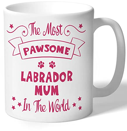 Dog Lovers Collection Labrador Mum Mug - Pawsome - Labrador Gifts (Raspberry Print)