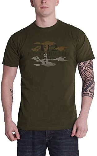 U2 T Shirt Joshua Tree Logo 2017 European Tour Nouveau Officiel Homme Vert Ex Size L