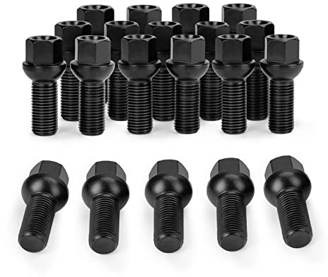 M14x1.5 OEM Lug Bolts, 20PCS 14mmx1.5 28mm Shank Length Ball Seat Factory Wheel Lug Bolts, Compatible with TT Allroad Quattro A3 A4 A6 A8 S4 S6 S8 Jetta Golf Tiguan Passat Corrado GTI