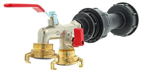 tecuro Doppel-Kugelauslaufventil mit Schnellkupplung und IBC Verlängerung S60 x 6