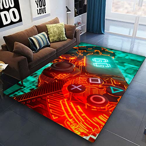 Gamer Controller Groß Teppich Graffiti Spielkonsolen Wohnzimmer Teppich Fußmatte Stiefmatte Badezimmer Matte Haustiermatte Schlafzimmer Bettvorleger Junge Mädchen Geschenk (Orange,120x180 cm)