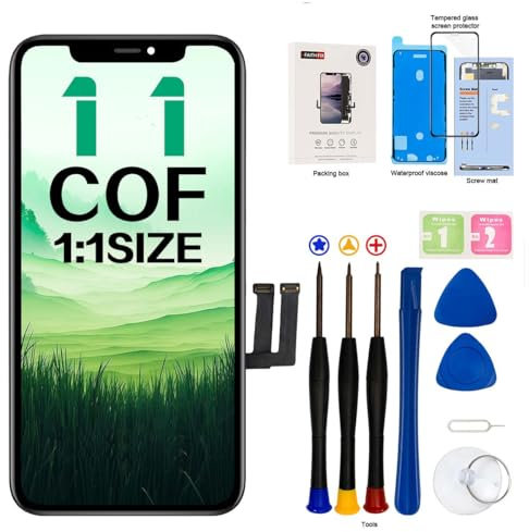 EFAITHFIX Für iPhone 11 LCD Bildschirm Ersatz 6,1 Zoll Rahmen Montage Display 3D Touch Screen Digitizer mit Reparatur Werkzeug Kit für A2111, A2223, A2221 mit wasserdichtem Kleber (11 COF LCD)