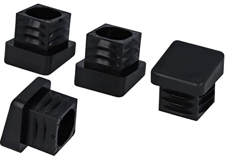 GleitGut 4 x Vierkantrohr Stopfen schräg Lamellenstopfen abgewinkelt 10 Grad Stopfen für schräge Stuhlbeine schwarz (20 x 20 mm)