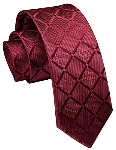 Enlision Plaid Herren Krawatte Rot Schmale Krawatte Seide Krawatten für Formelle Büro oder Hochzeit Business 6cm