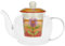 THUN, Teiera in Vetro Borosilicato con Filtro in Porcellana, Linea Florianne, Ø 22 cm, 19.5 cm h, Capienza 3.2 l