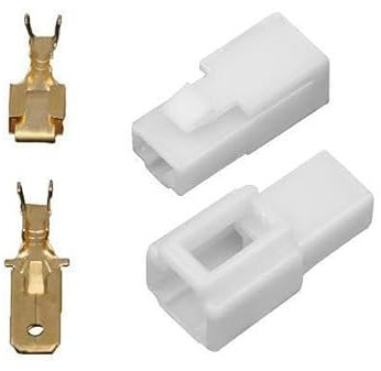 10x Flachstecker Gehäuse 1 Polig inkl. 6,3mm Flachstecker & Flachsteckhülsen | Auswahl: 1-12 Polig - 6,3mm oder 2,8mm| Weiß | KFZ Maschinen Stecker