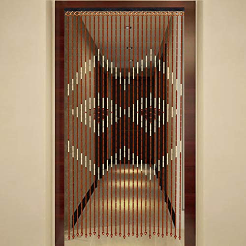 KenSyuInt 90x175cm Holzperlenvorhang Perlenvorhang Holz Bambus Perlen Tür Vorhang 27 Linien Perlenvorhang Insektenschutz Fadenvorhang Türvorhang Wandvorhang Schaufensterdekorat Raumteiler