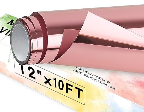 Lya Vinyl Chrom Roségold Vinylfolie Plotter 30,5 cm x 305 cm Plotterfolie Vinyl Selbstklebend Chrom Vinyl Rollen für Cricut, Silhouette Cameo für Tasse, Fenster, Kunststoff.