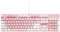 Qisan Tastiera meccanica da gioco, tastiera cablata, retroilluminazione a LED bianco e rosa, 104 tasti, layout americano tastiera da gioco con rimovibile,interruttore blu