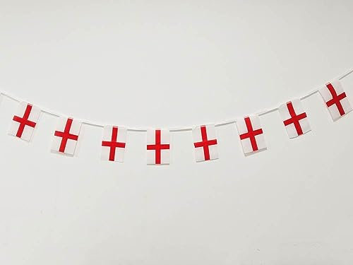 Lot de 40 drapeaux de l'Angleterre - 11,4 m - 14 x 21 cm - Blanc - Patriotique - Différents drapeaux - Angleterre