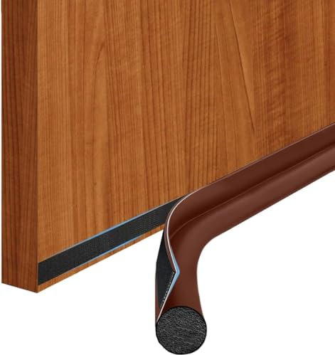 AMOMYDOG Paraspifferi Sottoporta, 96cm Guarnizione Porta Rimovibile, Paraspifferi Porta Antirumore Autoadesivo, Antispifferi Sottoporta Lavabile Può Prevenire Efficacemente Vento, Insetti (Marrone)