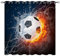 YUANZU Fußball Vorhänge Soccer Ball in Feuer und Wasser Ösen Gardinen mit Blickdichte Vorhang Kälteschutz Blackout Curtain Kinderzimmer Schlafzimmer Verdunkelung Fenster, 2 Stück, H 213 x B 200 cm