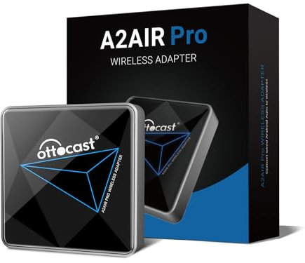 OTTOCAST Kabelloses Android Auto Adapter für Android 11+, A2AIR Pro Wireless Android Auto Dongle für Android Auto Drahtlos AAAdapter Kompatibel mit Werkseitig Verkabelte Android Auto Fahrzeug Ab 2016