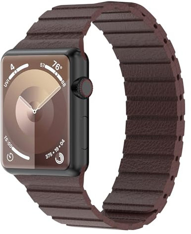 Synchro Bands Kompatibel mit Apple Watch Armband Magnetisch 38mm 40mm 41mm 42mm 44mm 45mm 49mm,Lederband Ersatzarmband Herren Damen Armbands für iWatch Series Ultra 9 8 7 6 5 4 3 2 1 SE