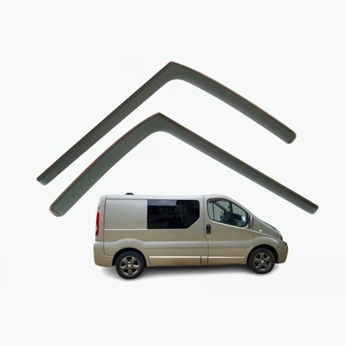 AirFlux: Set mit 2 Windabweisern, kompatibel mit Renault Trafic, passend für Nissan Primastar, Opel Vivaro A 2003-2014, klassisch, dunkles Rauchgrau getönt, selbstklebend, für Vans