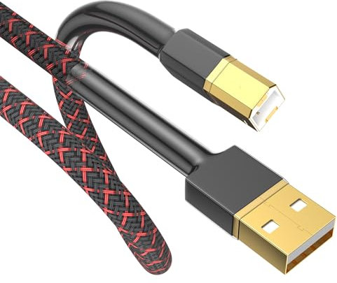 Tertullus Hifi 2m/6.56ft Audiophile USB A to USB B Cable - High End Digital Audio Cable With Gold-plated Connectors
