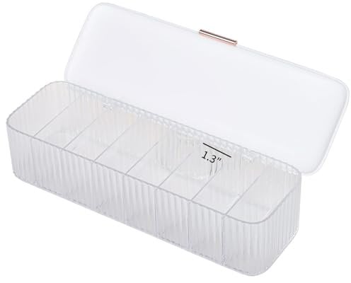 BoNpur Daily Contact Lens Organizer with Lid, 8 Compartments (White)