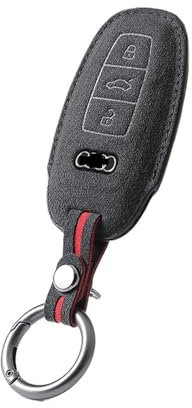 Für Audi A6 A4 A5 A7 A8 C8 Q8 8S 8W Q7 B9 4M S5 S4 S7 D5 TT TTS TFSI E-Tron Leder-Autoschlüsseletui Schlüsselanhänger Wildlederzubehör (Farbe: C)