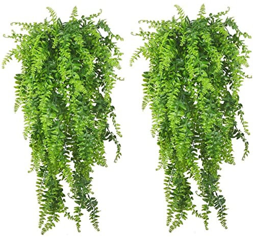 Yililay 2 Pack Vivarium Decoration,Artificial Reptile Plants Hanging Fake Vines Climbing Terrarium Plant with Suction Cup for Reptile Pets Tank Habitat Decorations