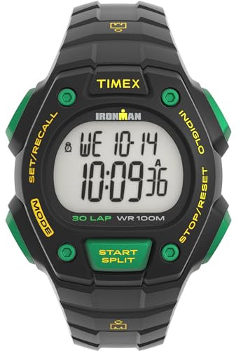 Timex Men's Ironman Classic 30 41mm Watch, Black Resin Strap Digital Dial Black Case