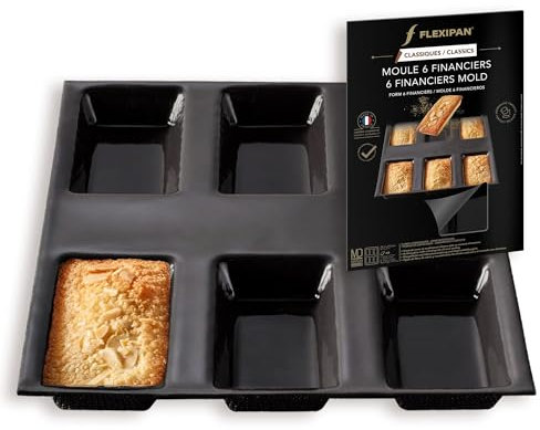 Flexipan Moule Financier Silicone – 6 Mini Gateaux Four - Accessoire Patisserie, Cuisine Antiadhésif- Démoulage Facile - Cuisson Idéale - Haute Durabilité - Résistant à la Chaleur et au Froid