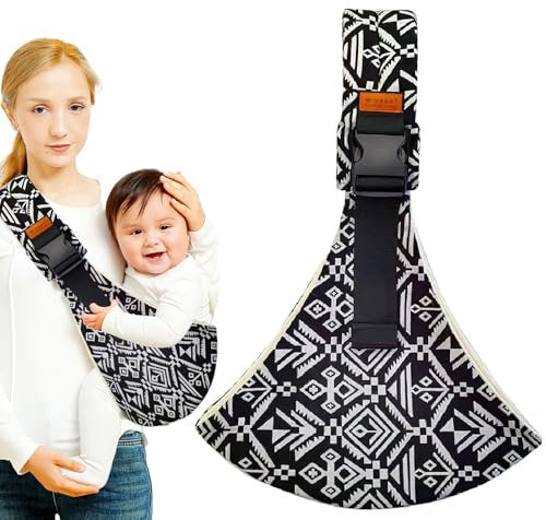 Babytrage, tragbare Kleinkind-Baby-Tragetasche, weiches Baby-Tragetuch mit verstellbaren Schultergurten, Wickeltrage, Babytragetuch für Neugeborene bis zu 6–42 Monate (reines Schwarz)