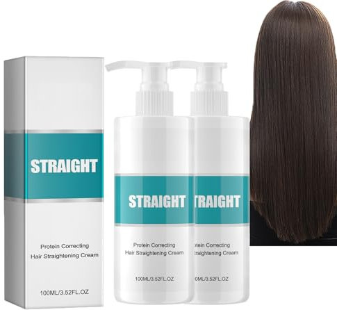 Dyceittdia 2pcs Crema Alisadora De Proteinas, Crema Alisadora del Cabello, Crema alisadora capilar Correctora de proteínas, Alisar el Cabello Encrespado, Reparación del Cabello, 2pcs*100ml, hair