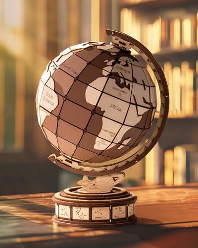 Rolife 3D Puzzle Globale Wunder Holzpuzzle für Erwachsene zum Bauen Globus Prag Astronomische Uhr mit 12 Tierkreiszeichen Modellbausätze Weihnachten Geburtstag Geschenk für Erwachsene