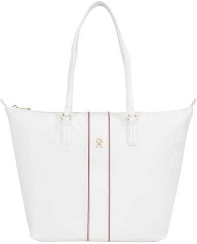 Tommy Hilfiger Damen Tote Bag Tasche Poppy mit Logo, Elfenbein (Ecru Corp), Einheitsgröße