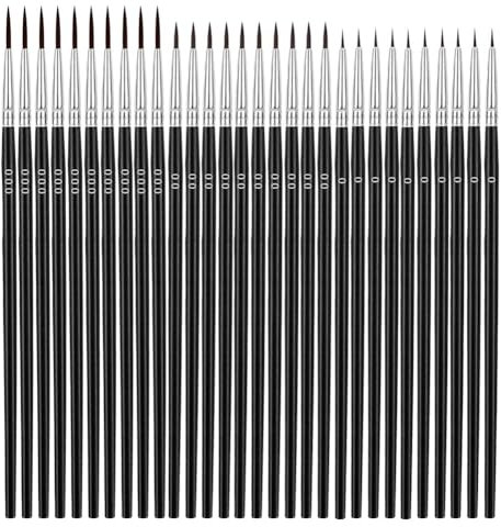 Myqqhbs 60-Teiliges Pinselset mit Dünnen Details und Spitze, mit 3 Größen 000 00 0, Liner-Pinseln für Kunsthandwerk, Aquarell