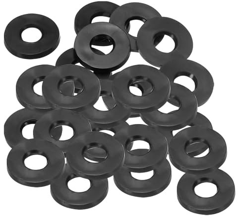 PATIKIL Arandela Plana de Goma M6, Paquete de 24 Unidades 6mm ID 14mm OD 2.5mm de Grosor Junta Espaciadora de Sellado para Grifo, Tubo de Agua, Perno de Fijación, Negro