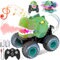 Wrymish Dinosaurier Ferngesteuertes Auto, Monster Truck Dinosaurier Spielzeug ab 3 4 5 6 7 8 Jahre Junge Mädchen, RC Monstertruck mit Licht, Ton, Sprühen, Kinder Weihnachts Geburtstags Geschenke(Grün)