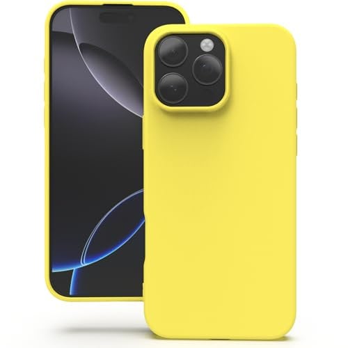 YATWIN Silicone Case for iPhone 16 Pro Max, Soft-Touch, Shockproof, DustProof, Antiskid Full Body Armour Phone Cover for Apple iPhone 16 Pro Max - Yellow
