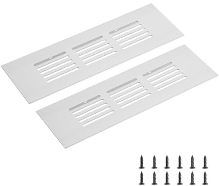 sourcing map Rectangle Ventilation Grille, Aluminum Alloy Mesh Air Vent Cover Louvered Ventilation Cover with Mounting Screws for Cabinet Shoe Closet (150x50mm/6x2, Silver Tone)