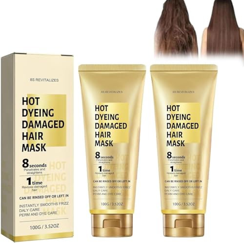 8 Sekunden revitalisierende Haarmaske für heiß gefärbtes und geschädigtes Haar, Keratin-Behandlung Haarcreme, tägliche Pflege Dauerwelle und Farbstoff Repair Conditioner (2 Stück)