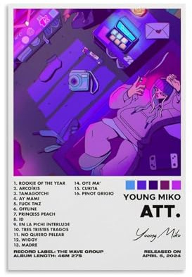 NWQV Att. by Young Miko Album-Poster, Wandkunst, dekoratives Gemälde, Schlafzimmer, Gemälde, Poster, 60 x 90 cm, ungerahmter Stil