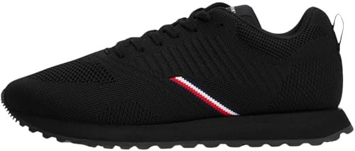 Tommy Hilfiger Runner Sneaker Hombre New Eva Knit Low Top, Negro (Black), 42