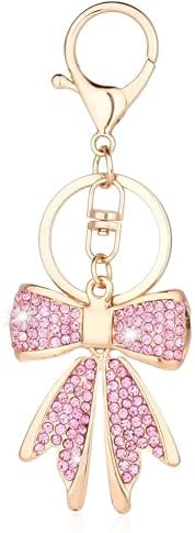 Apausvcm Schlüsselanhänger für Frauen mit Schleife und Glitzer - Taschenanhänger mit Strass für Auto, Rucksack und Handtasche