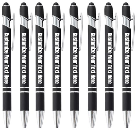 Stylo Gravé Cadeau Noms Personnalisés Logos D'entreprise, Stylos Professionnels Personnalisés, Stylo À Bille Caoutchouté For Tablette À Écran Tactile, S Pointe Du Stylet Encre Noire Design 2 En 1(Blac