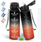 Gourde 1l, Gourde Sport, Gourde avec Paille Anti-Fuite, Gourde Motivation avec Slogan de Motivation, Gourdes de Camping et Randonnée, Facile à Nettoyer, pour Fitness, Running, Extérieur, Noir-Rouge