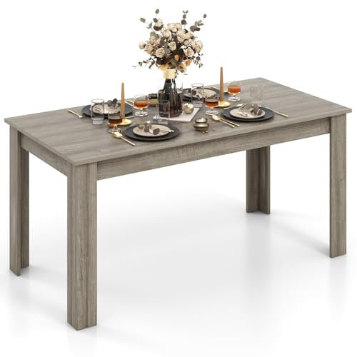LIFEZEAL Esstisch 160 x 80 x 77cm, Küchentisch für 6-8 Personen, Größer Esszimmertisch Dining Table, Konferenztisch Bistrotisch mit 150 kg Traglast, Einfach zu Montieren (Grau-Natur)
