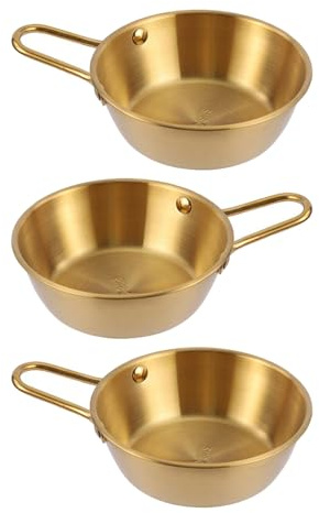 VICASKY 3stücke Teiliges Goldene Reisweinschalen Aus Edelstahl Mit Griff Traditionelle Koreanische Schalen Für Ramen Suppe Und Getränke Für Zuhause Und Restaurant
