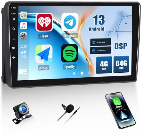 CAMECHO 4+64G Autoradio da 9 Pollici per Ford Transit 2009-2016 Focus 2005-2008 con Telecamera Posteriore DSP, Android 13 Wireless Carplay Bluetooth HD Radio con Android Auto GPS WIFI FM/RDS +Canbus