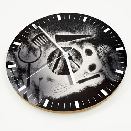 Smagnon Wanduhr ohne Tickgeräusche – 30cm Rund - Hochwertige MDF Wanduhr Analog, Lautloses Schleichendes Uhrwerk – Wohnzimmer Deko & Küchenuhr im modernen Vintage Design, Black Besteck